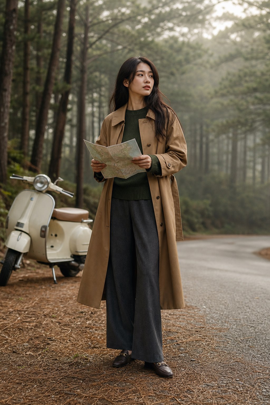 Phong cách áo trench giữa rừng thông Đà Lạt